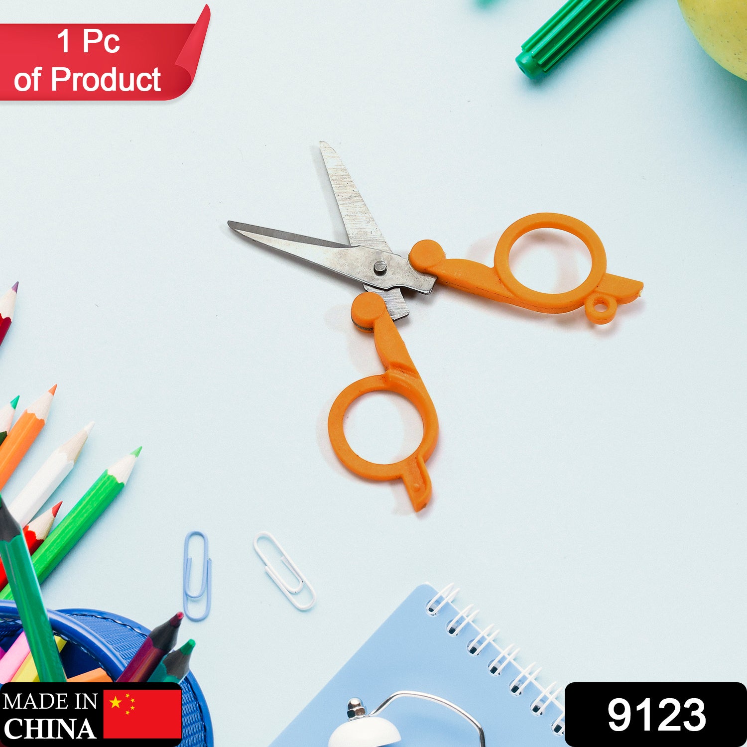9123 FOLDING SCISSOR USED IN CRAFTING AND CUTTING PURPOSES FOR CHILDRENS AND ADULTS.